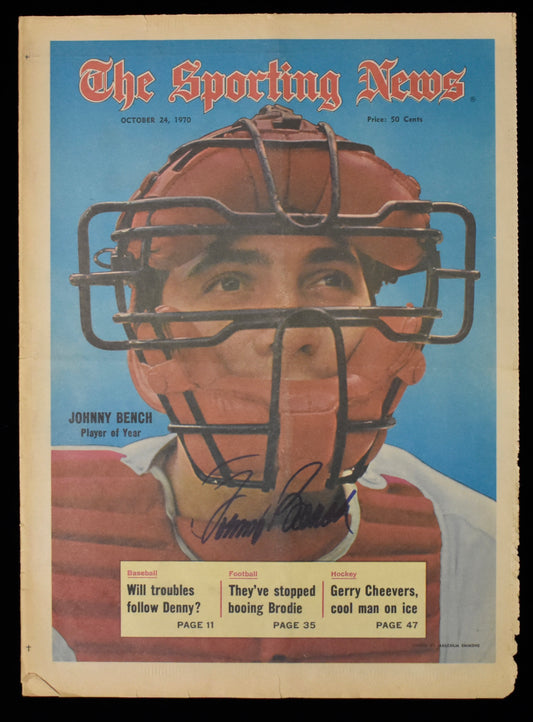 Johnny Bench HOF Signed 1970 The Sporting News Reds JSA 208585
