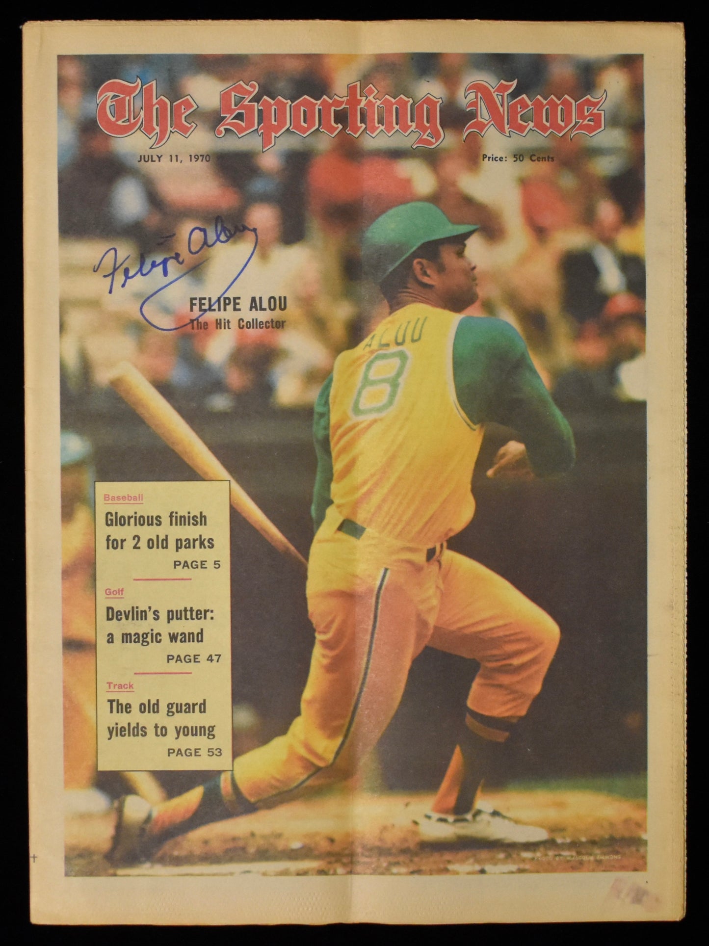 Felipe Alou Signed 1970 The Sporting News Athletics JSA 208586