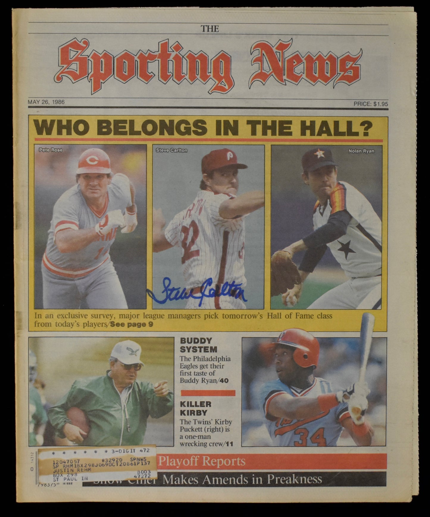 Steve Carlton HOF Signed 1986 The Sporting News Phillies JSA 208587