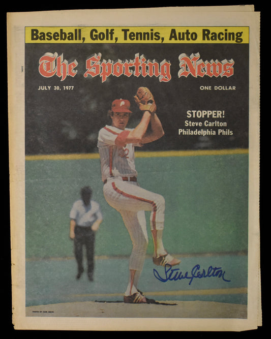 Steve Carlton HOF Signed 1977 The Sporting News Phillies JSA 208589