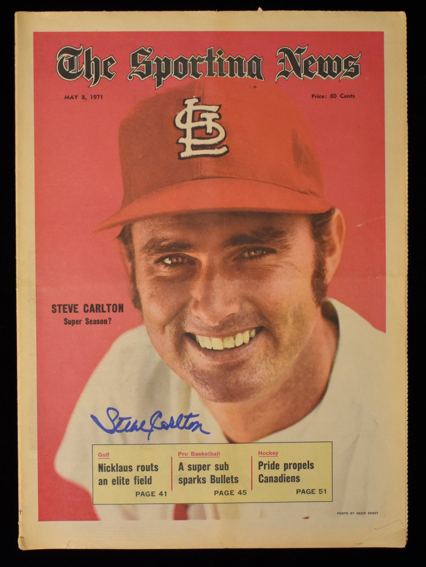 Steve Carlton HOF Signed 1971 The Sporting News Cardinals JSA 208590