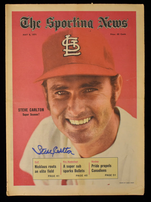 Steve Carlton HOF Signed 1971 The Sporting News Cardinals JSA 208590