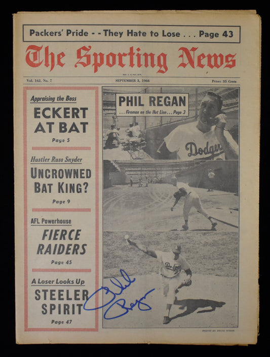 Phil Regan Signed 1966 The Sporting News Dodgers JSA 208598