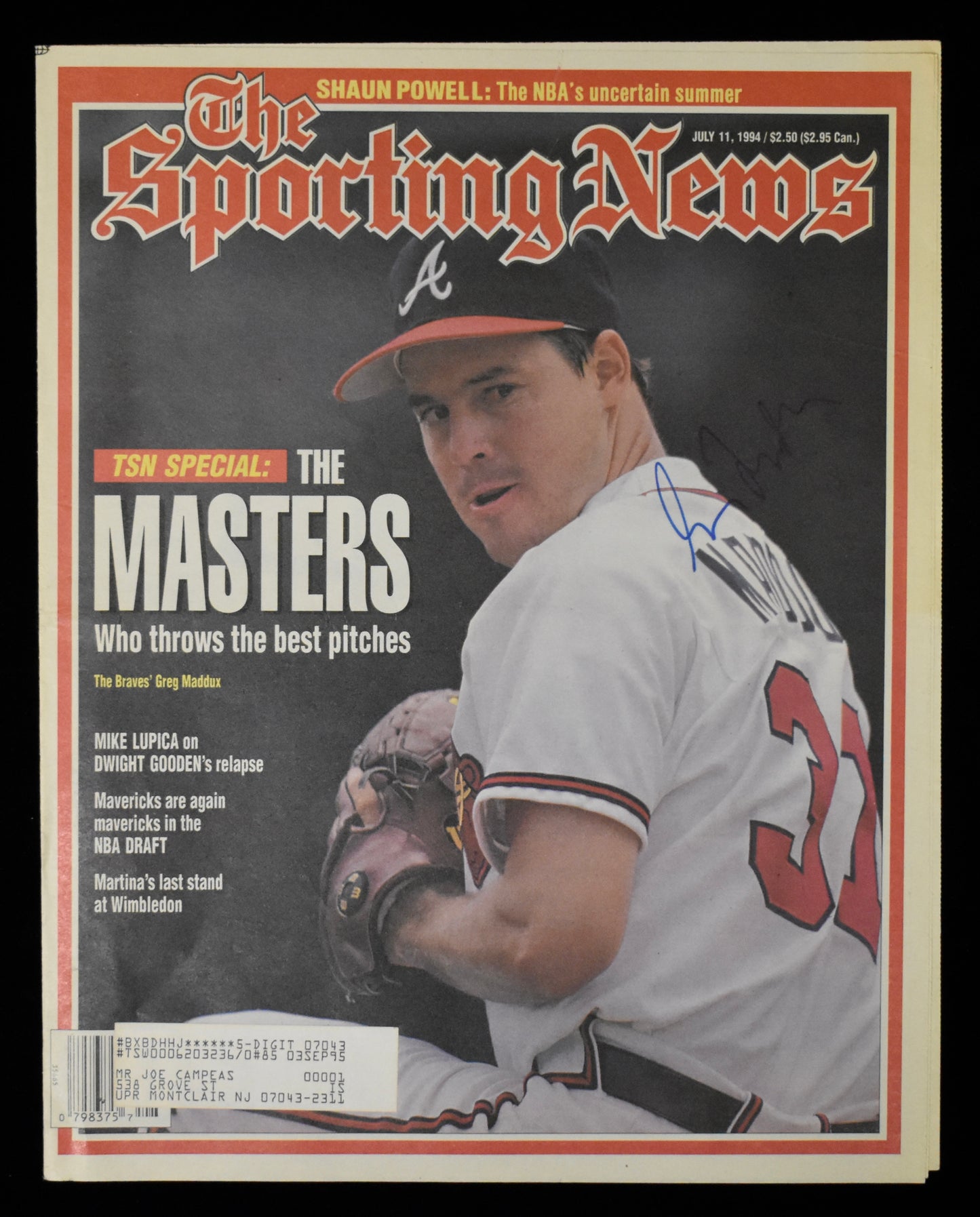Greg Maddux HOF Signed 1994 The Sporting News Braves JSA 208599