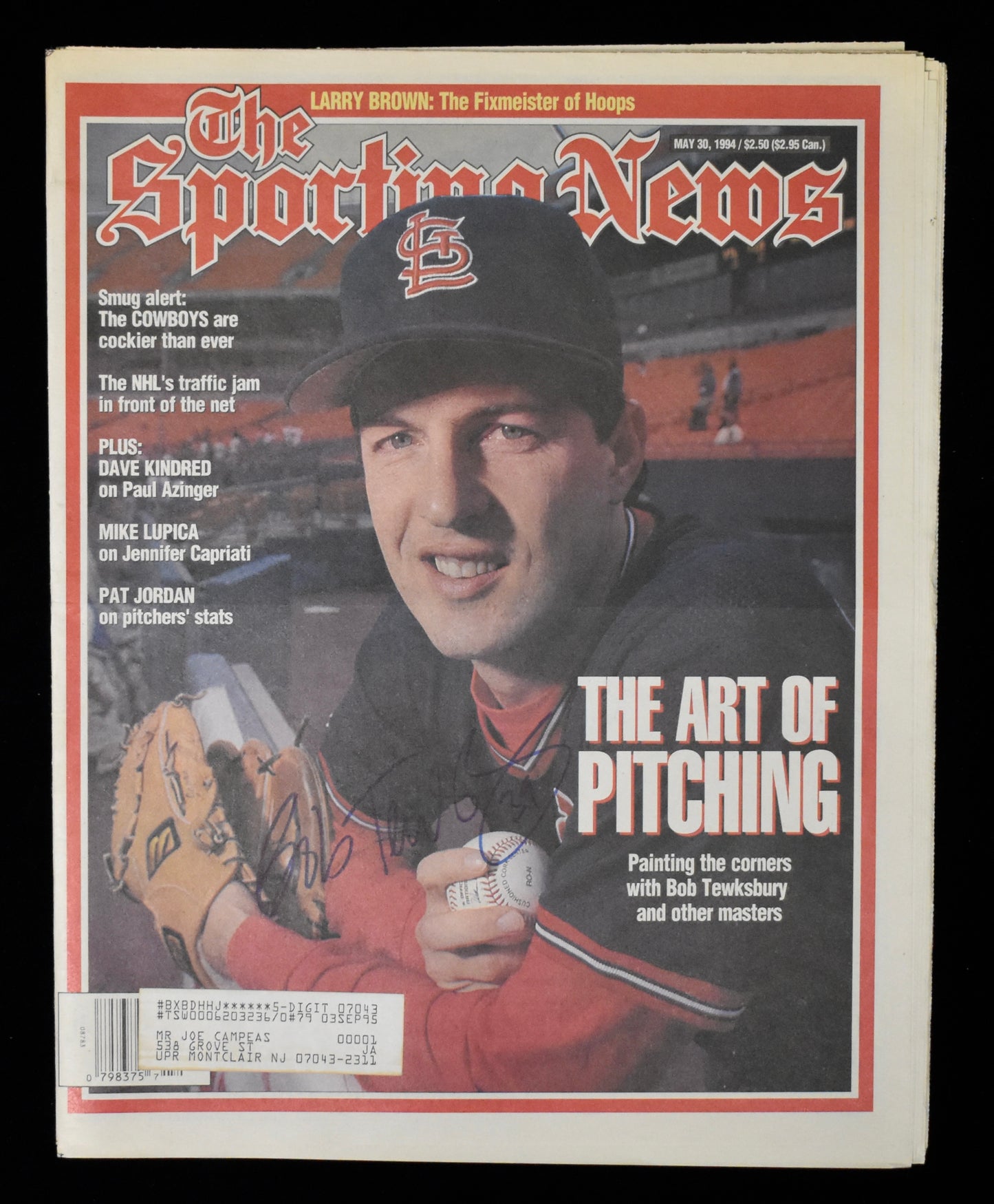 Bob Tewksbury Signed 1994 The Sporting News Cardinals JSA 208600