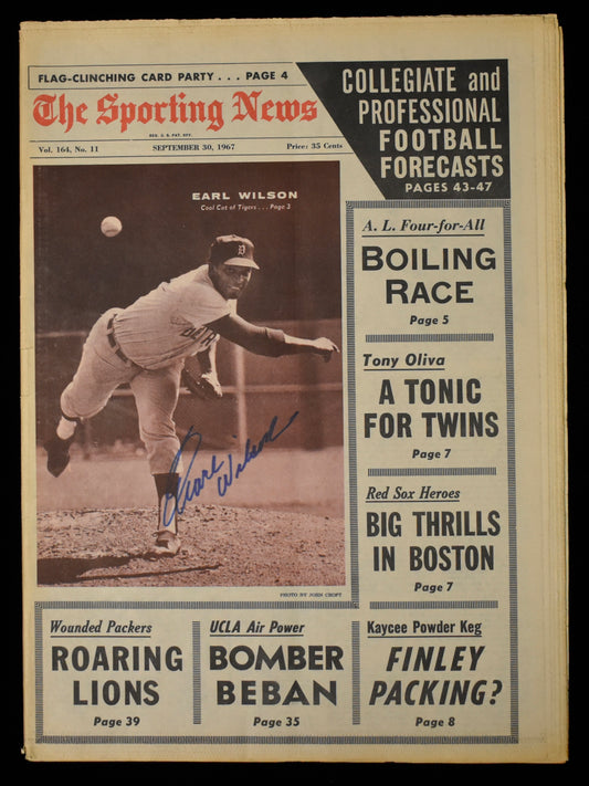 Earl Wilson Signed 1967 The Sporting News Tigers JSA 208576