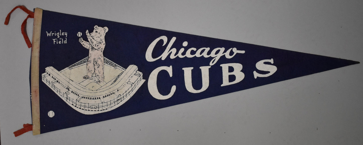Vintage 1940's-50'sChicago Cubs Wrigley Field 12x30 Felt Pennant 208625