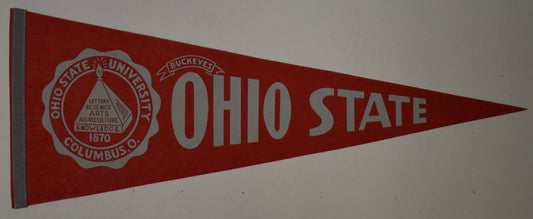Vintage 1960's Ohio State University Buckeyes 12x29 Felt Pennant 208630