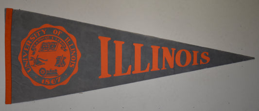Vintage 1960's University of Illinois 12x30 Felt Pennant 208638