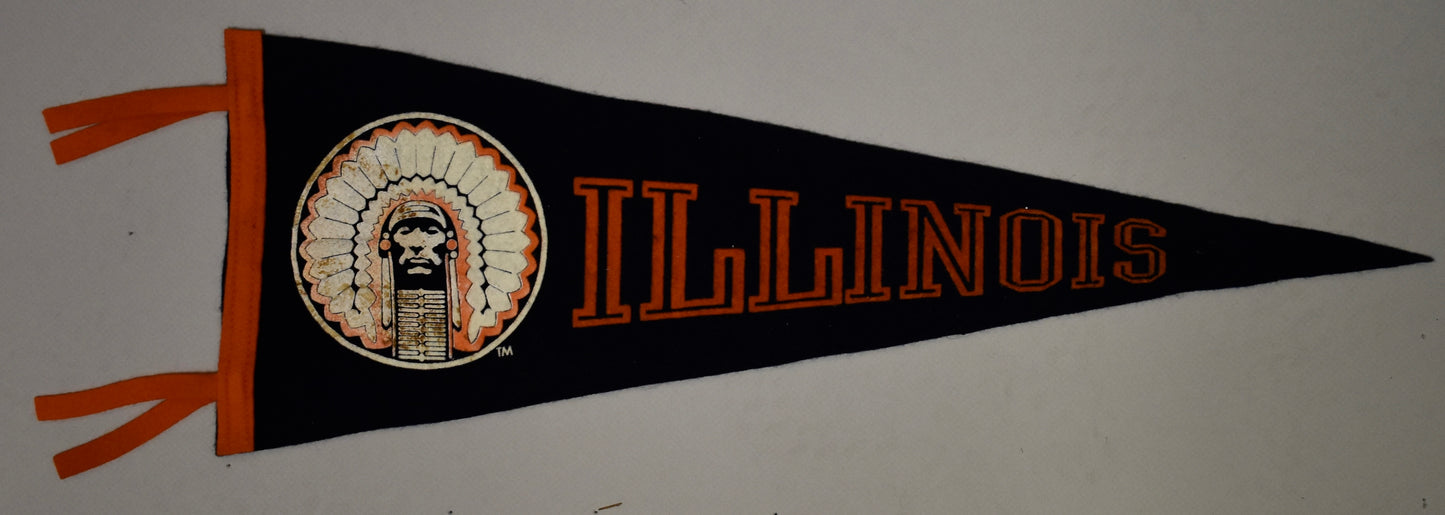 Vintage 1960's University of Illinois 8x24 Felt Pennant 208642
