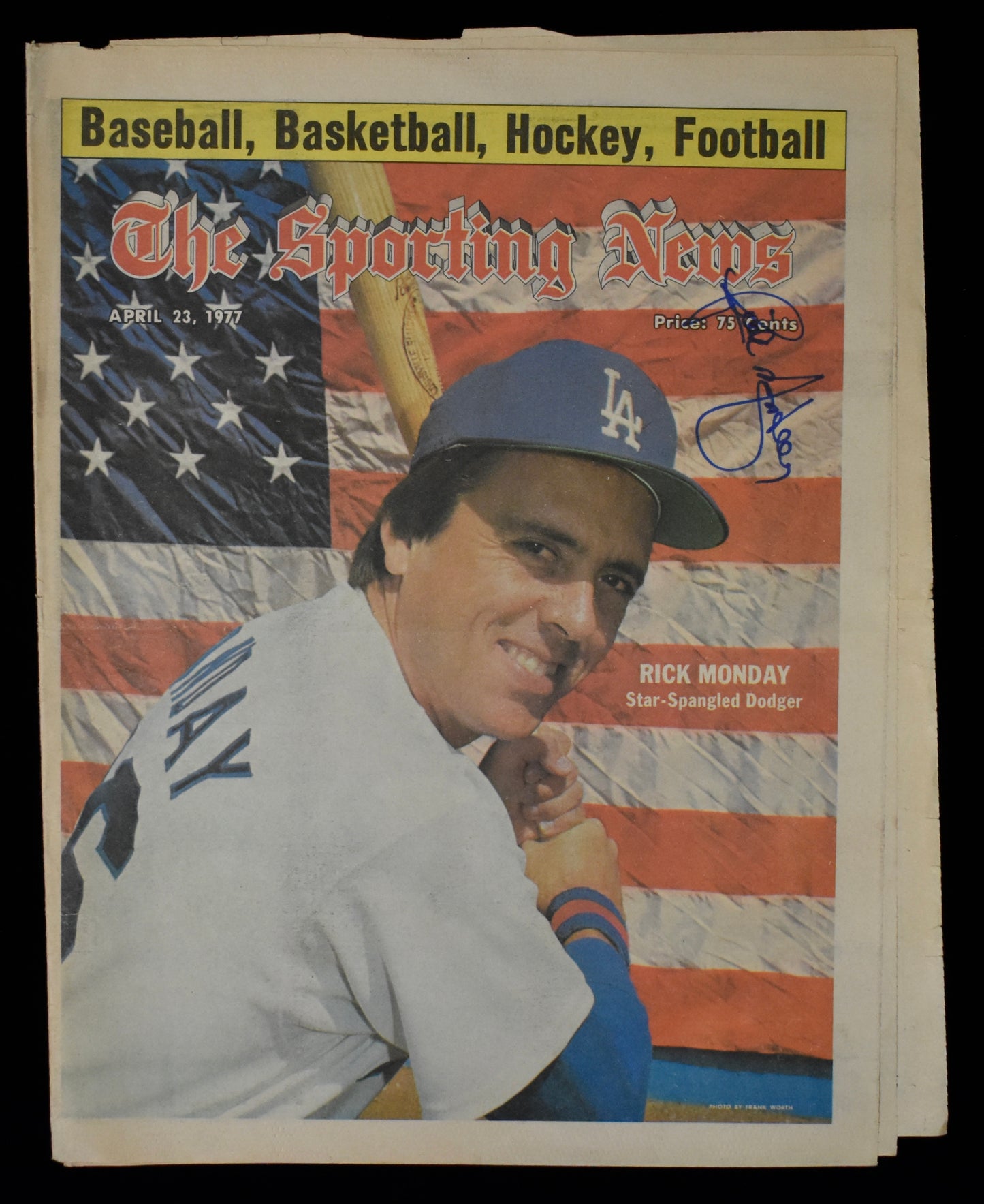 Rick Monday Signed 1977 The Sporting News Dodgers JSA BA208555