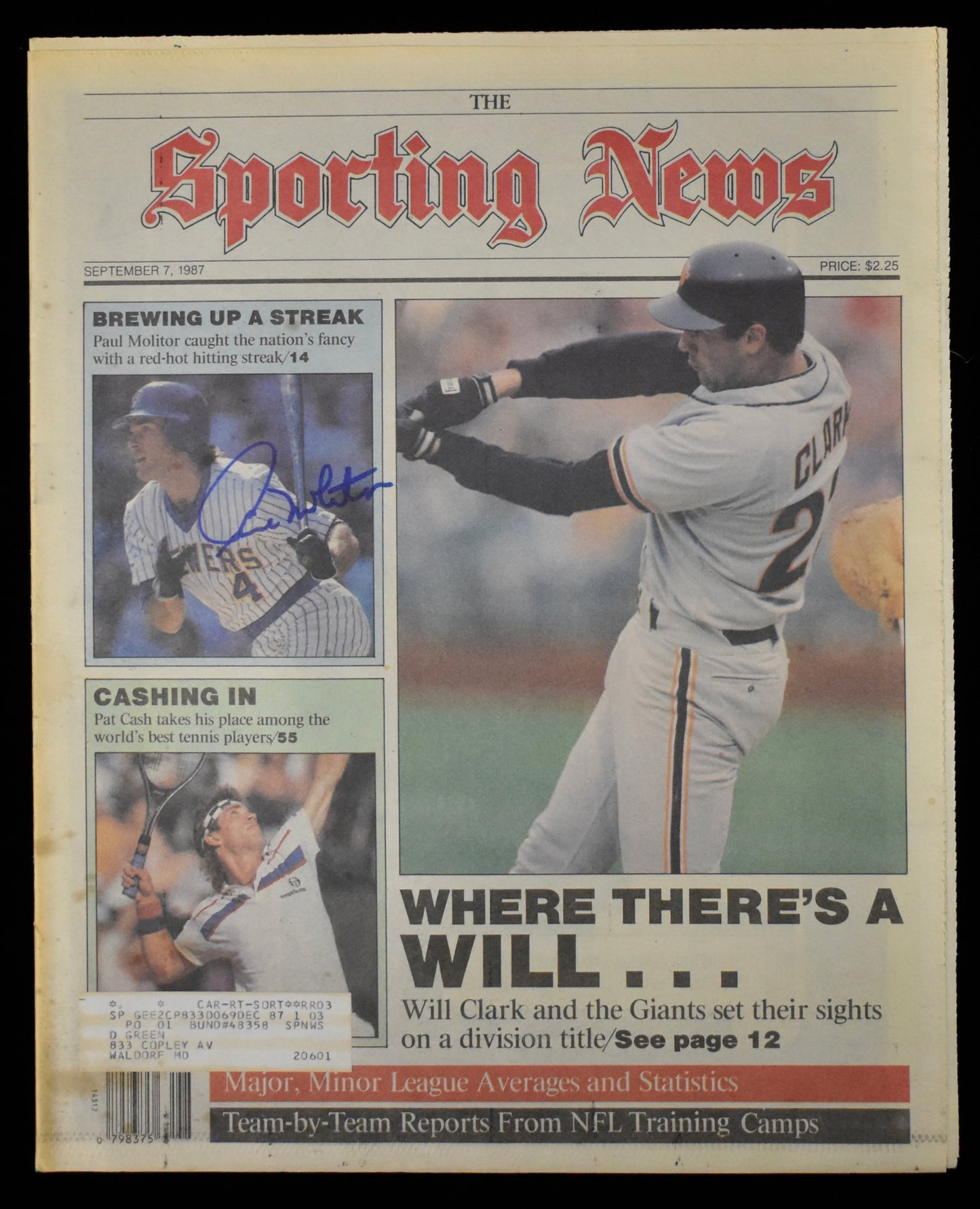 Paul Molitor HOF Signed 1987 The Sporting News Brewers JSA BA208556