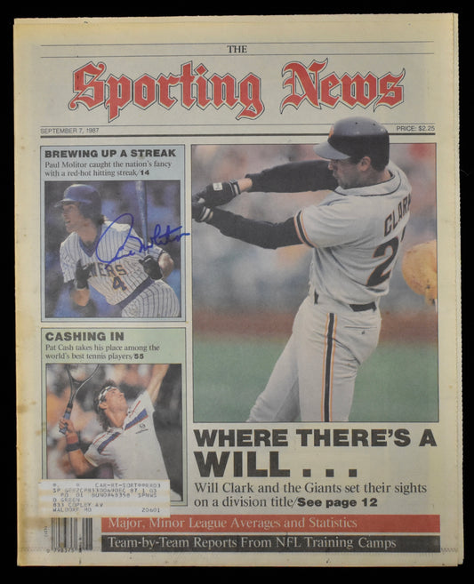Paul Molitor HOF Signed 1987 The Sporting News Brewers JSA BA208556