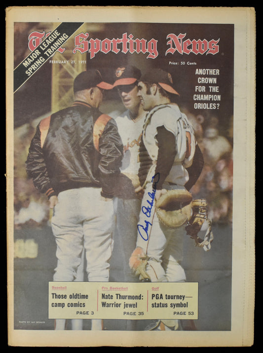 Andy Etchebarren Signed 1971 The Sporting News Orioles JSA BA208547