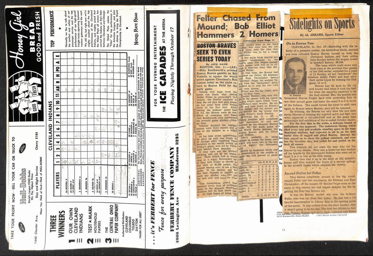 1948 World Series Game 5 Program Cleveland Indians vs. Boston Braves 208750