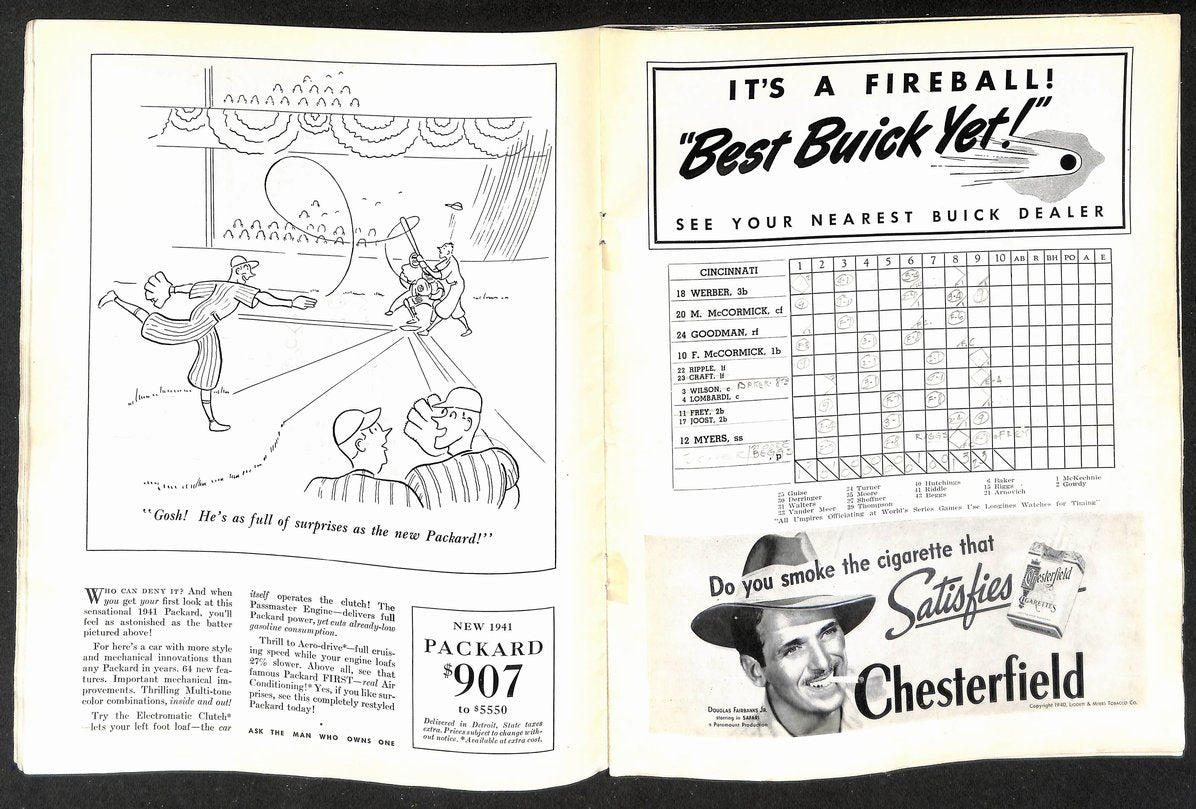 1940 World Series Game 3 Program Detroit Tigers vs. Cincinnati Reds 208752
