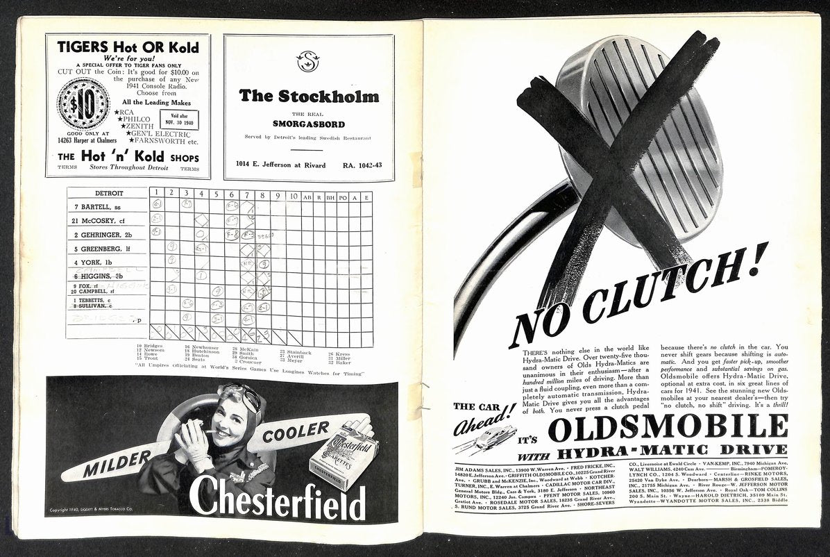 1940 World Series Game 3 Program Detroit Tigers vs. Cincinnati Reds 208752