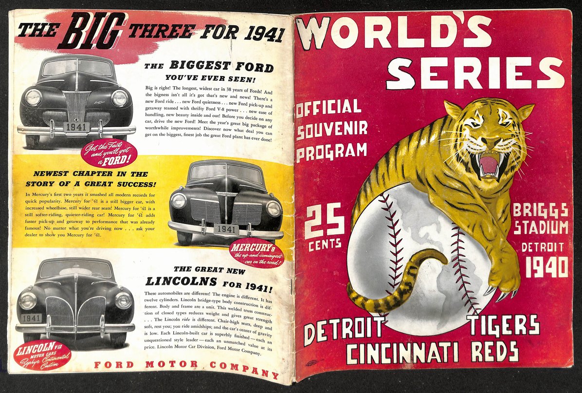 1940 World Series Game 3 Program Detroit Tigers vs. Cincinnati Reds 208752