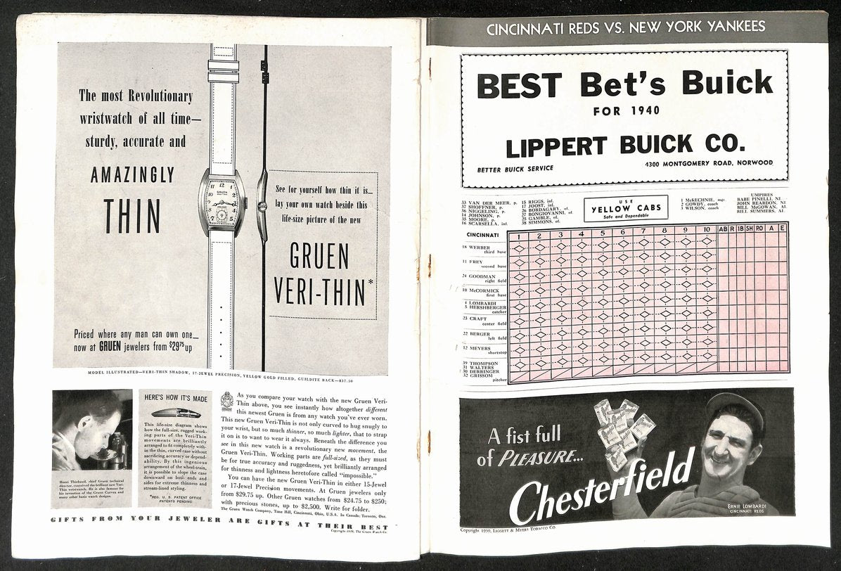 1939 World Series Program New York Yankees vs. Cincinnati Reds UNSCORED 208753