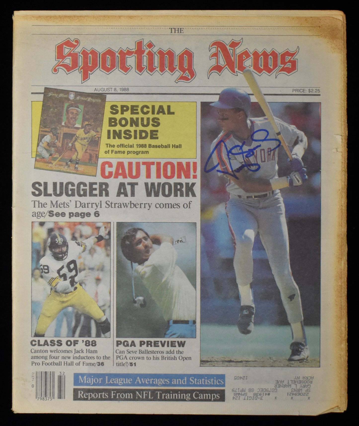 Darryl Strawberry Signed 1988 The Sporting News Mets JSA BA208003