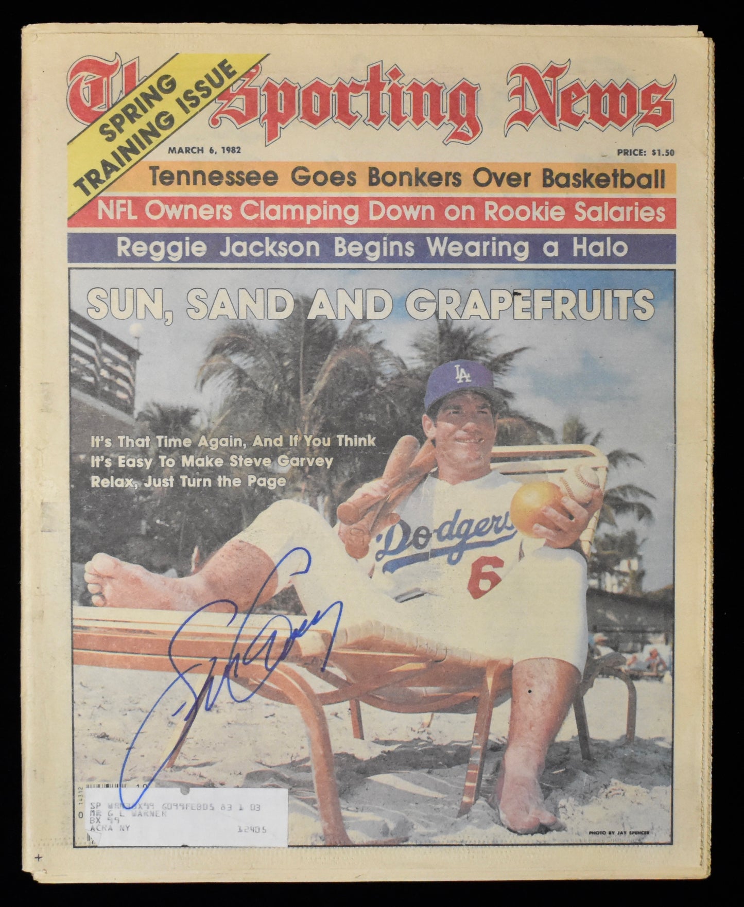 Steve Garvey Signed 1982 The Sporting News Dodgers JSA BA208004