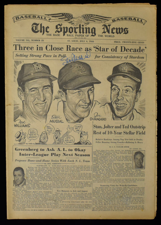 Stan Musial HOF Signed 1956 The Sporting News Cardinals JSA BA208006