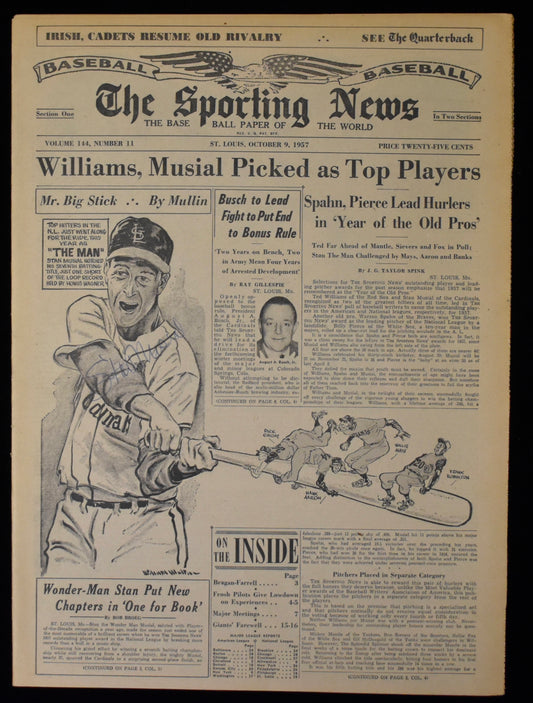 Stan Musial HOF Signed 1957 The Sporting News Cardinals JSA BA208007