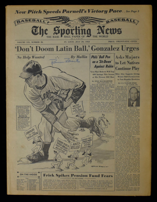 Robin Roberts HOF Signed 1953 The Sporting News Phillies JSA BA208008