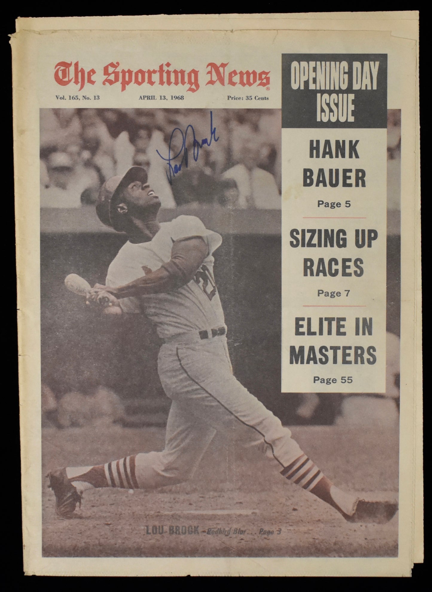 Lou Brock HOF Signed 1968 The Sporting News Cardinals JSA BA208009