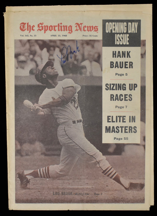 Lou Brock HOF Signed 1968 The Sporting News Cardinals JSA BA208009