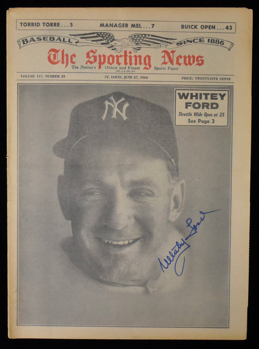 Whitey Ford HOF Signed 1964 The Sporting News Yankees JSA BA208010