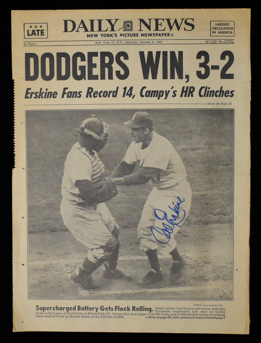 Carl Erskine HOF Signed 1953 New York Daily News Dodgers JSA BA208614