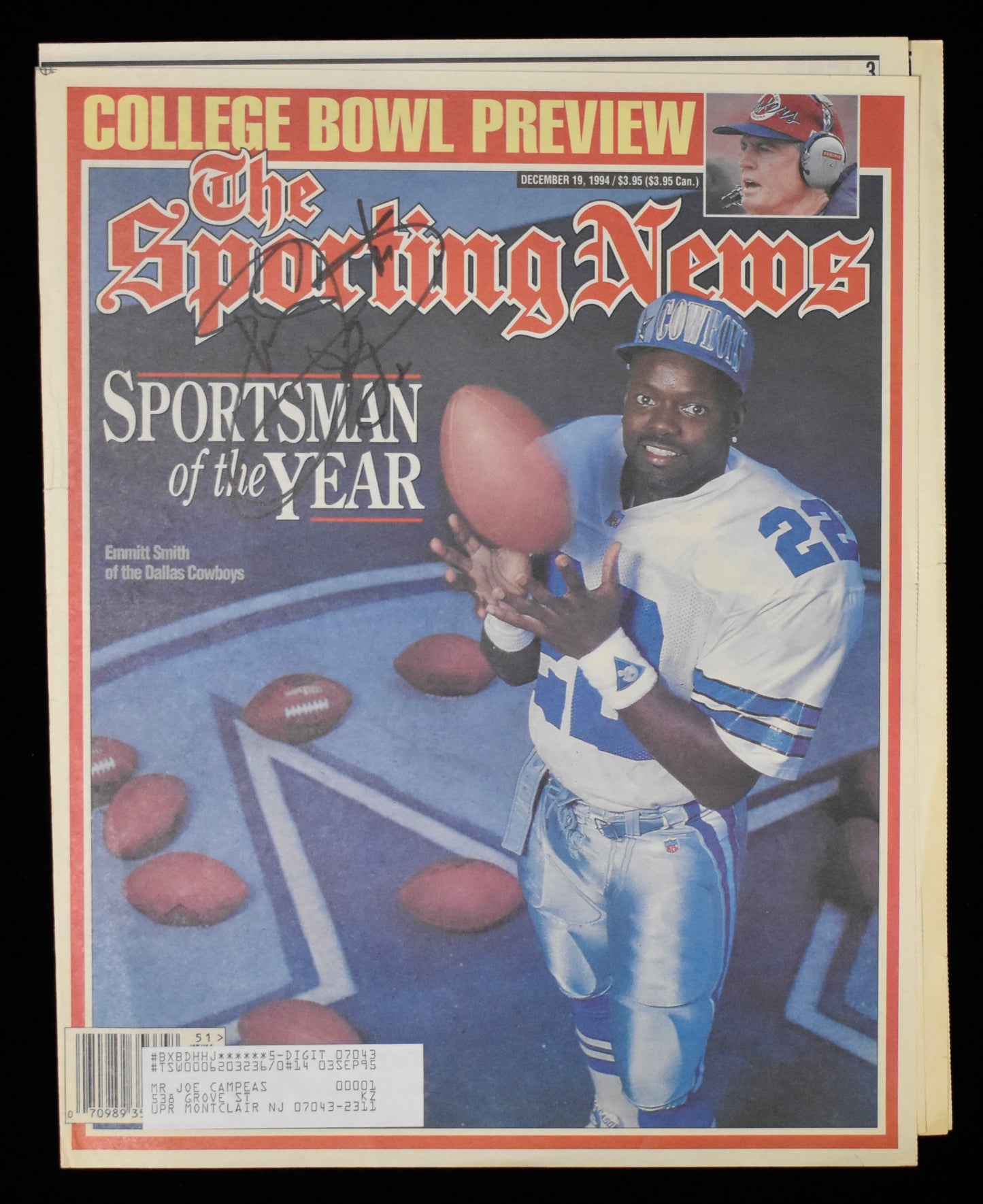 Emmitt Smith HOF Signed 1994 The Sporting News Cowboys JSA BA207991