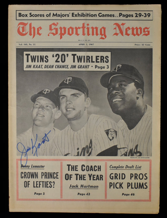 Jim Katt HOF Signed 1967 The Sporting News Twins JSA BA207988