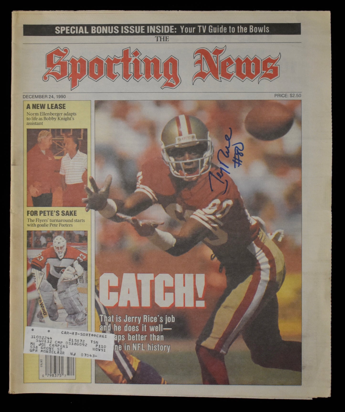 Jerry Rice HOF Signed 1990 The Sporting News 49ers JSA BA207993