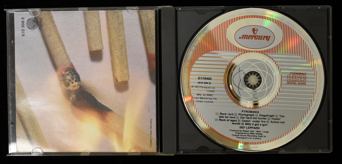 Joe Elliott Signed/Autographed Def Leppard Pyromania CD Cover JSA BA208650