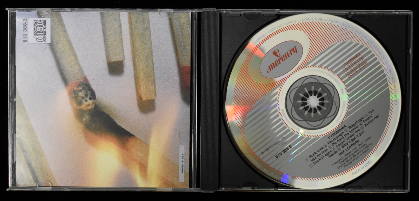 Joe Elliott Signed/Autographed Def Leppard Pyromania CD Cover JSA BA208669