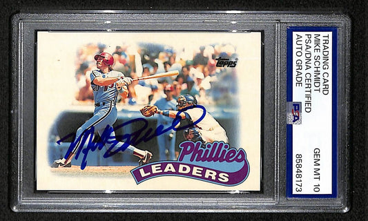 Mike Schmidt 1989 Topps Tiffany Card # 489 Phillies HOF Signed PSA/DNA 10 209384