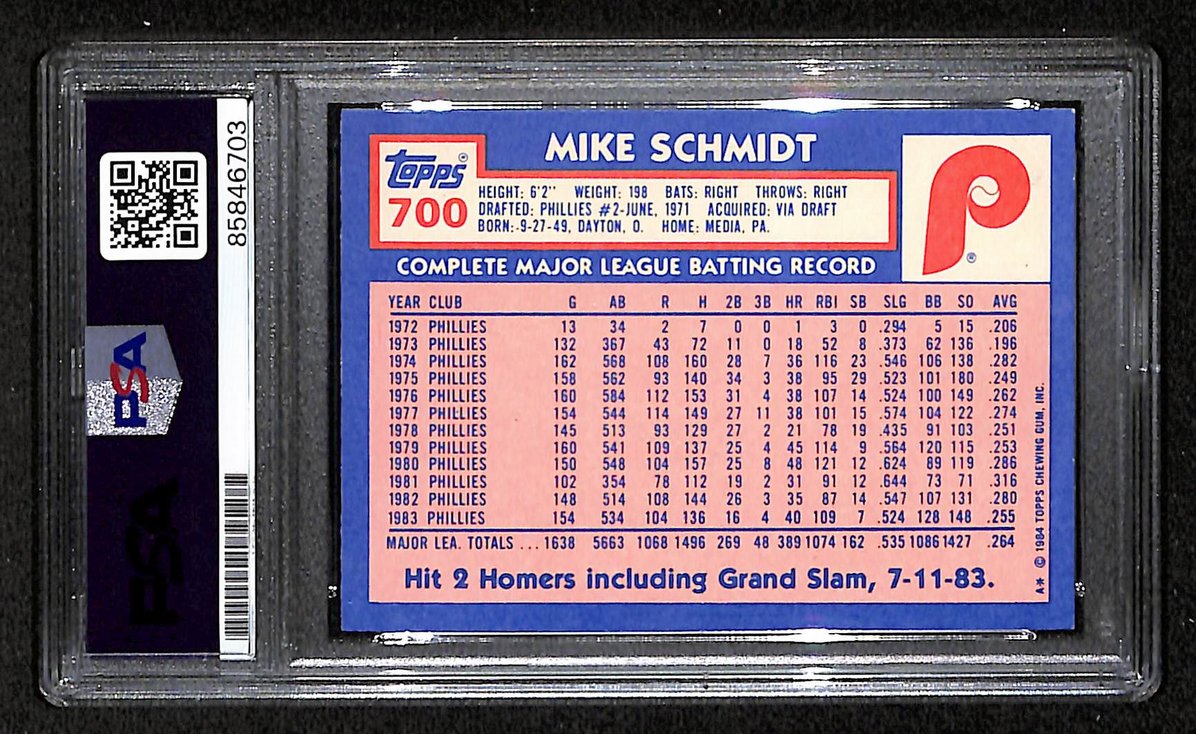 Mike Schmidt 1984 Topps Tiffany Card # 700 Phillies HOF Signed PSA/DNA 209385