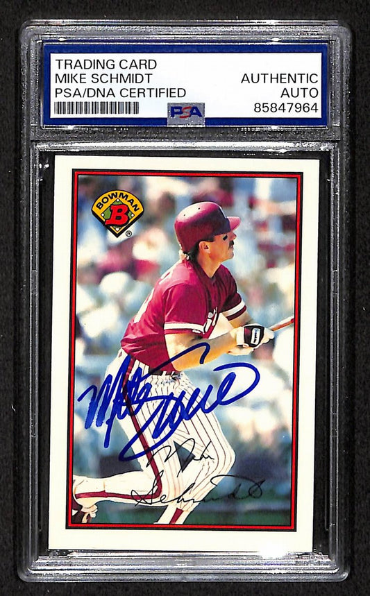 Mike Schmidt 1989 Bowman Tiffany Card # 402 Phillies HOF Signed PSA/DNA 209387