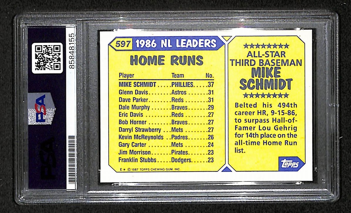 Mike Schmidt 1987 Topps Tiffany Card # 597 Phillies HOF Signed PSA/DNA 209388