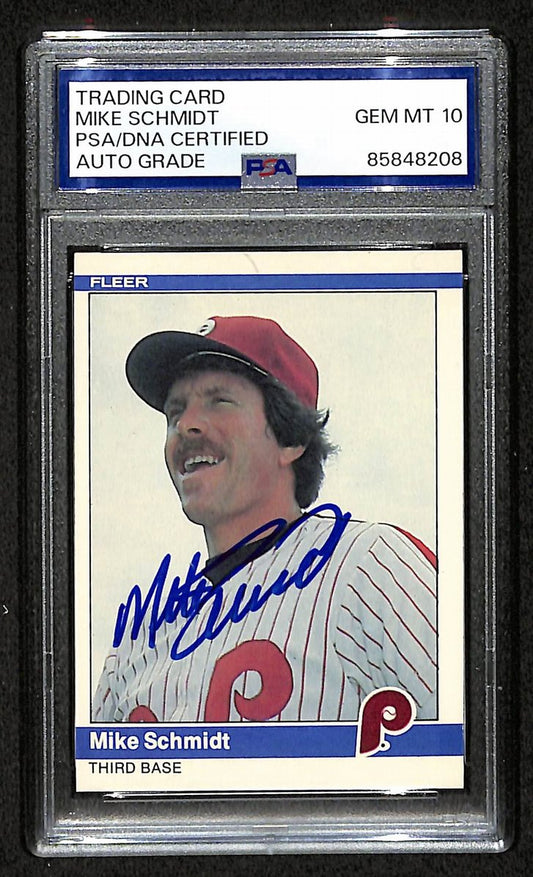 Mike Schmidt 1984 Fleer Card #48 Phillies HOF Signed PSA/DNA Auto GEM 10 209356