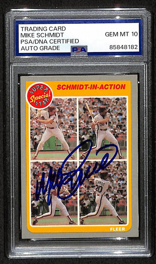 Mike Schmidt 1985 Fleer Card #627 Phillies HOF Signed PSA/DNA Auto GEM 10 209357