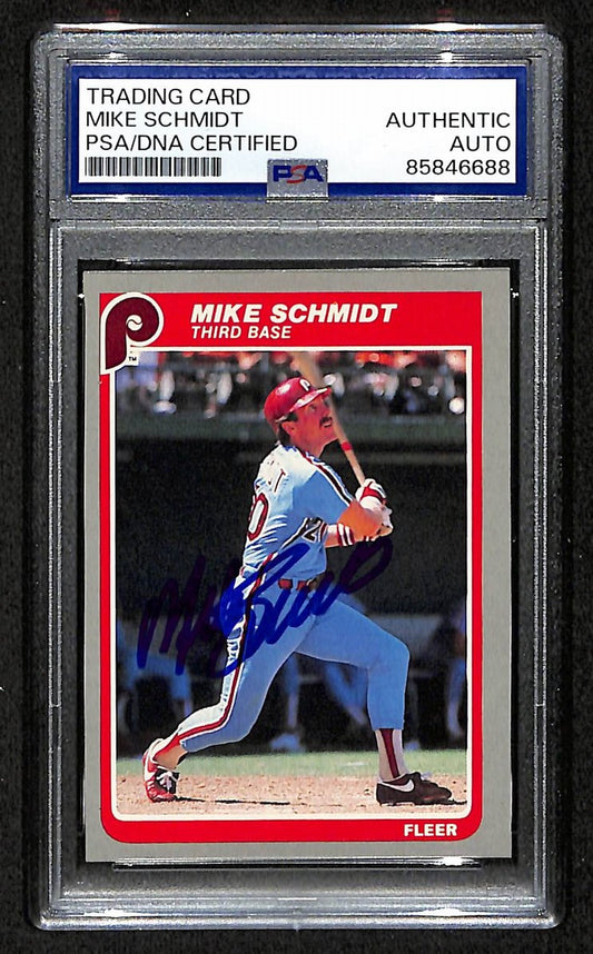 Mike Schmidt 1985 Fleer Card #265 Phillies HOF Signed/Autographed PSA/DNA 209361