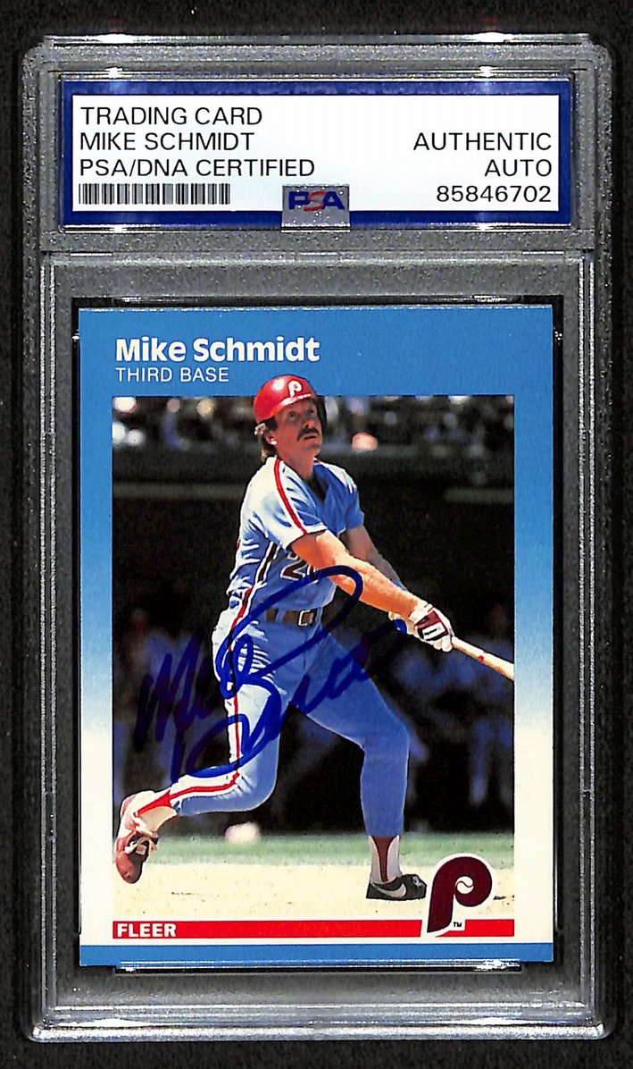 Mike Schmidt 1987 Fleer Card #187 Phillies HOF Signed/Autographed PSA/DNA 209363