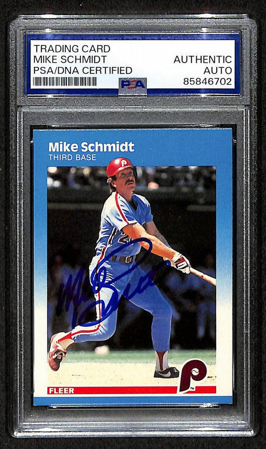 Mike Schmidt 1987 Fleer Card #187 Phillies HOF Signed/Autographed PSA/DNA 209363