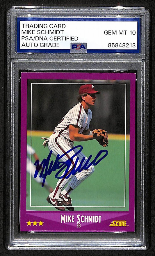 Mike Schmidt 1988 Score Card #16 Phillies HOF Signed PSA/DNA Auto GEM 10 209364