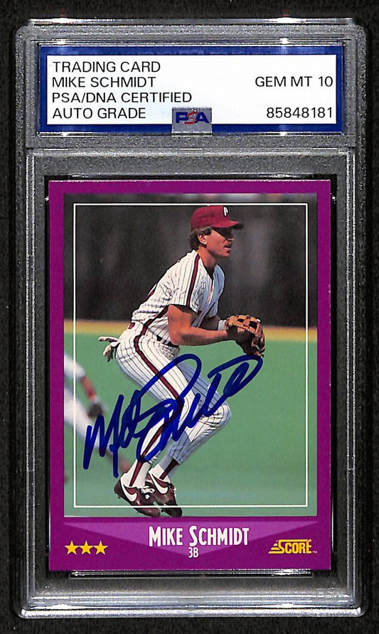 Mike Schmidt 1988 Score Card #16 Phillies HOF Signed PSA/DNA Auto GEM 10 209365