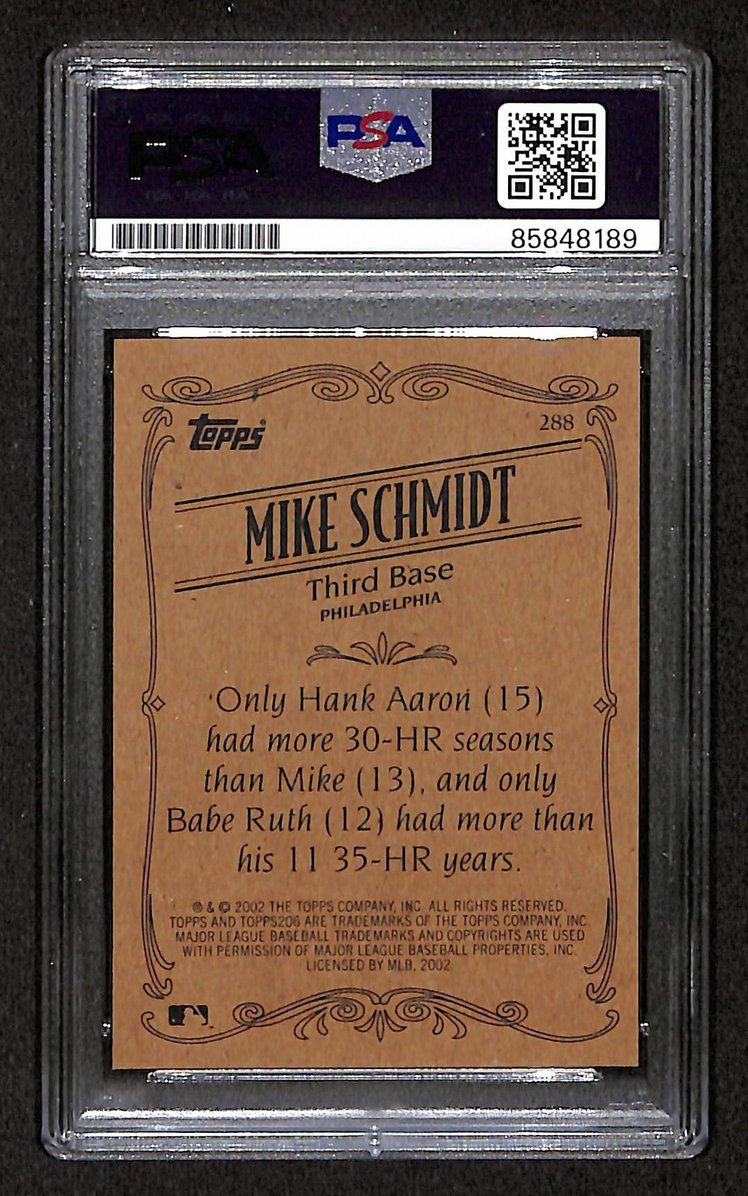 Mike Schmidt 2002 Topps 206 Card #288 Phillies HOF Signed PSA/DNA 10 209368