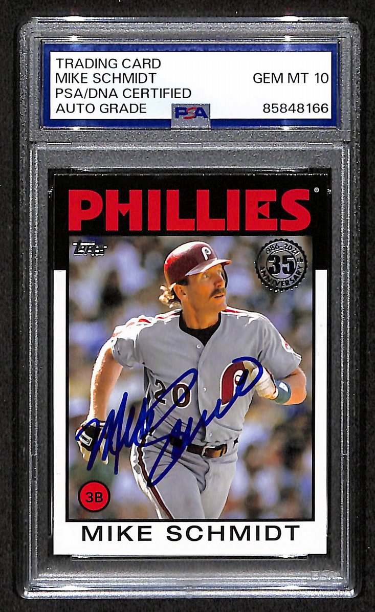 Mike Schmidt 2021 Topps Card #86B-46 Phillies HOF Signed PSA/DNA 10 209369